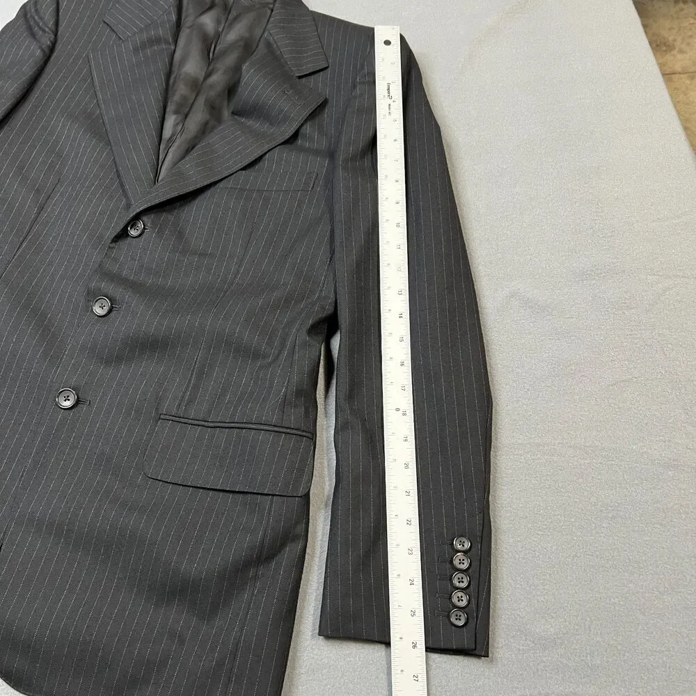 Gucci Tom Ford Blazer Mens Size 48R Black 100% Wool Pinstripe Notch Lapel